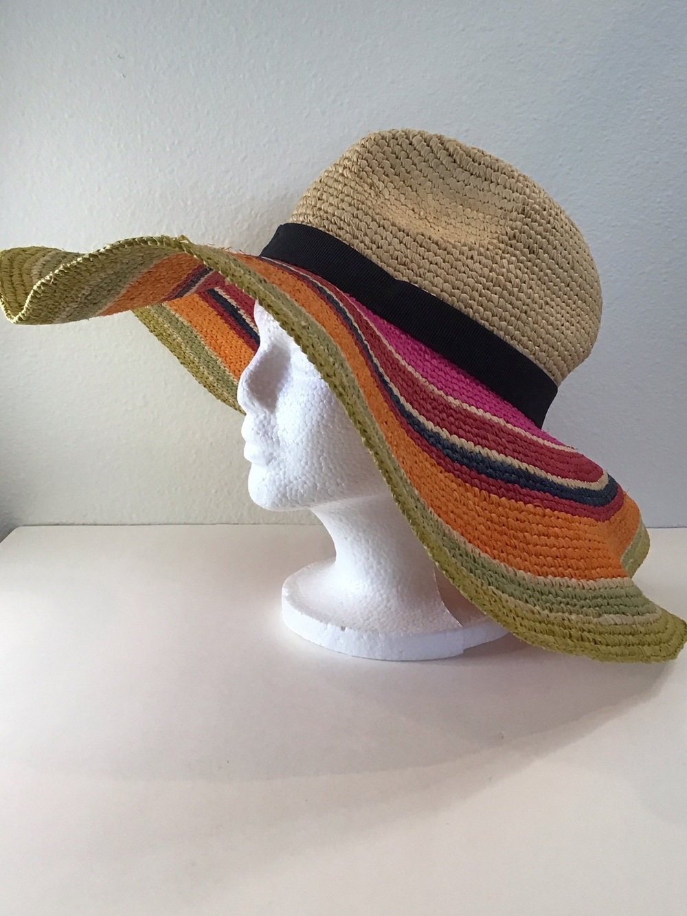J. Crew Rainbow Raffia Packable Sun Hat
